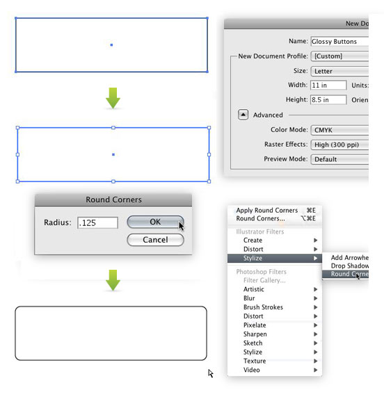 Step 1 Glossy Buttons Tutorial